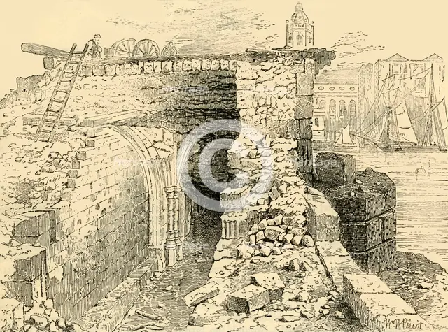 'Remains of the Chapel of St. Thomas, Old London Bridge', (c1872). Creator: Unknown.