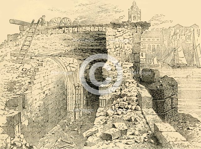 'Remains of the Chapel of St. Thomas, Old London Bridge', (c1872). Creator: Unknown.