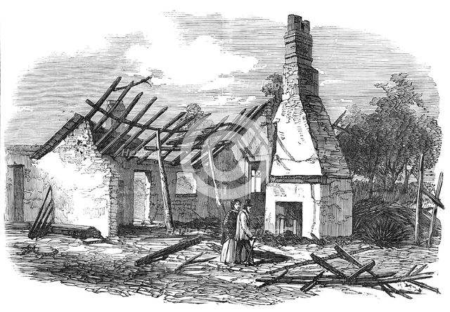 Remains of the National School at Capel, near Ipswich, struck by lightning, 1854. Creator: Unknown.