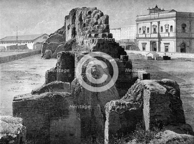 Remains of the Servian wall near the railway station, Rome, 1902. Artist: Unknown