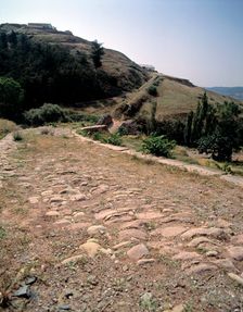 Remains of the Roman road used by the pilgrims at the exit of the village