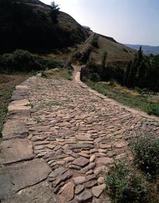 Remains of the Roman road used by the pilgrims at the exit of the village