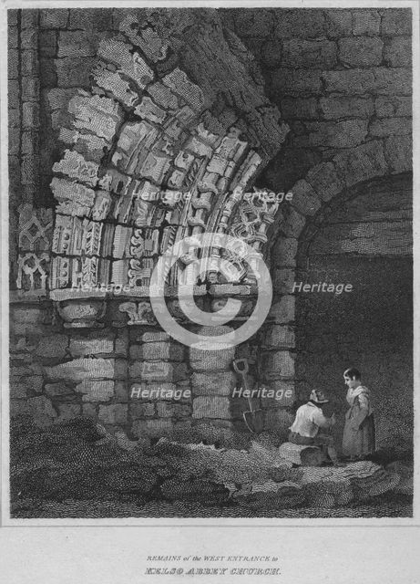 'Remains of the West Entrance to Kelso Abbey Church', 1814. Artist: John Greig.