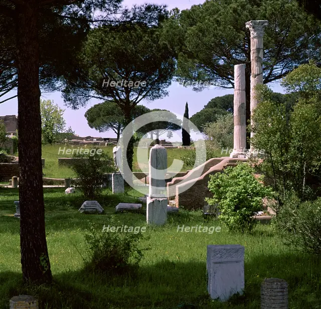 Remains of the temple of Ceres in the Roman port of Ostia, 1st century. Artist: Unknown