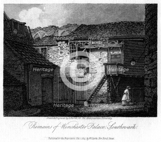 Remains of Winchester Palace, Southwark, London, 19th century.Artist: JC Varrall