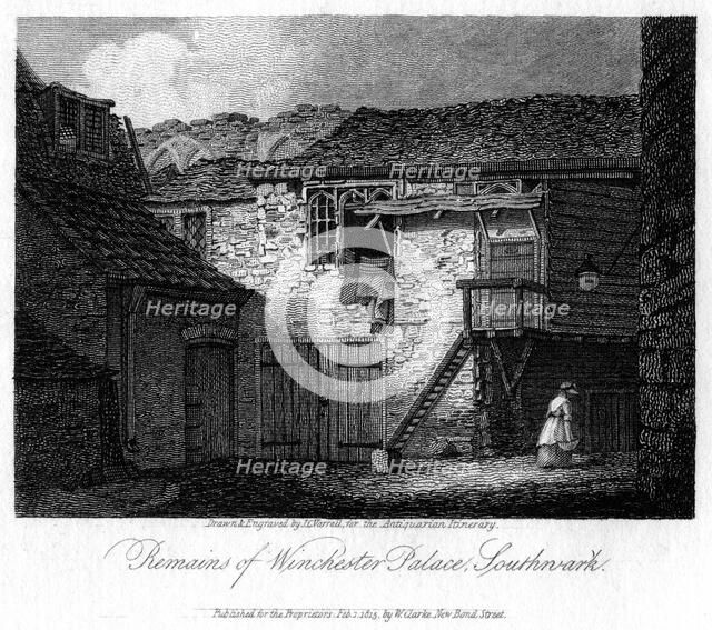 Remains of Winchester Palace, Southwark, London, 19th century.Artist: JC Varrall