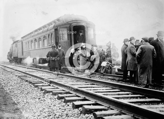 Remains of wrecked "20th C." [train], 1912. Creator: Bain News Service.