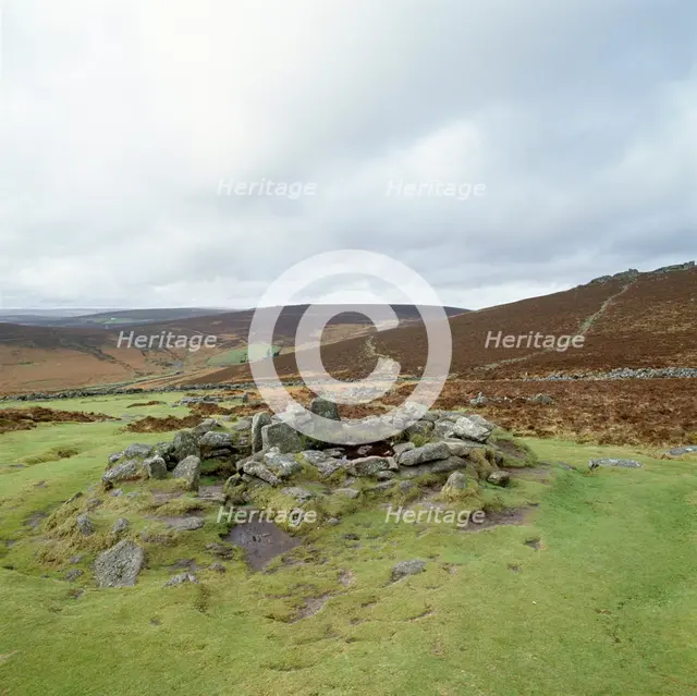 Remains of a Bronze Age settlement, Grimspound, Dartmoor, Devon, c1980-c2017.  Artist: David Garner.