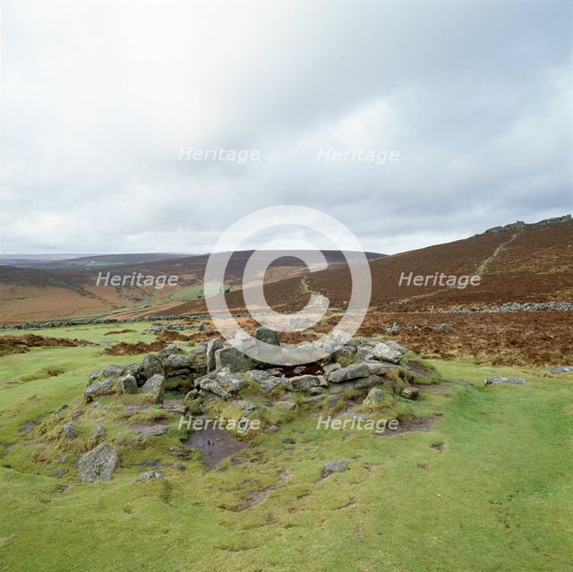 Remains of a Bronze Age settlement, Grimspound, Dartmoor, Devon, c1980-c2017.  Artist: David Garner.