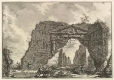 Remains of a covered portico, or a cryptoportiucus, in a villa of Domitian, five miles..., ca. 1766. Creator: Giovanni Battista Piranesi