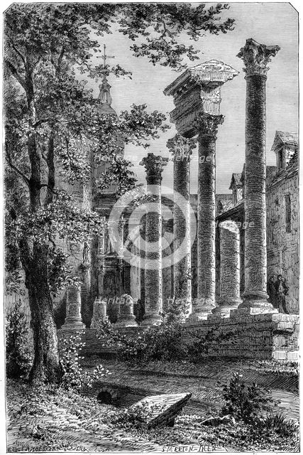 Remains of a Roman theatre at Besancon, France, 1882-1884.Artist: Smeeton