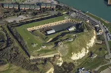 Remains of a twentieth century coastal battery at the site of Newhaven Fort, East Sussex, 2022. Creator: Damian Grady