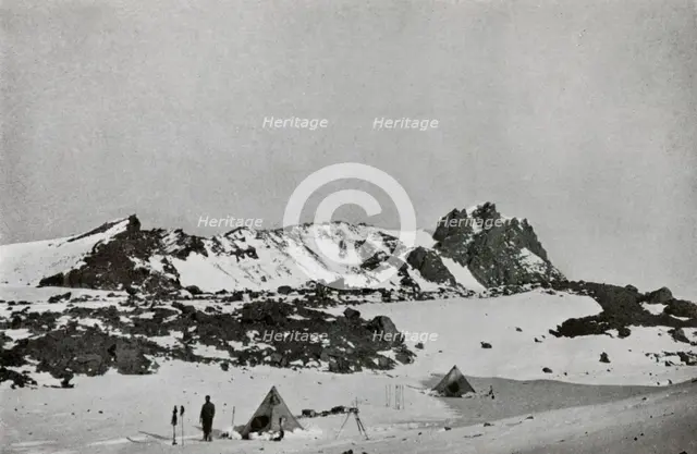 'Remains of an Explosion Crater on Erebus (9,000 feet)', c1911, (1913). Artist: Raymond E Priestley.