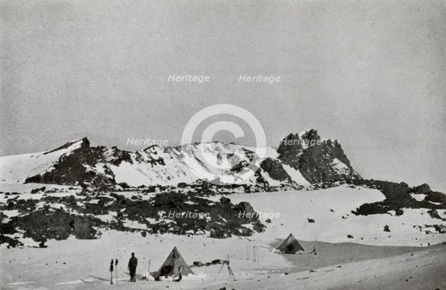 'Remains of an Explosion Crater on Erebus (9,000 feet)', c1911, (1913). Artist: Raymond E Priestley.