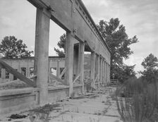 Remains of drug store at Fullerton, Louisiana, an abandoned lumber town, 1937. Creator: Dorothea Lange