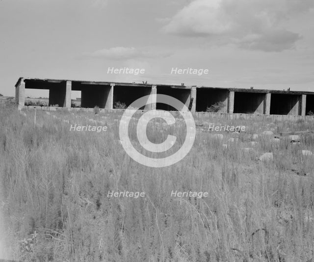 Remains of dry kiln shed, Fullerton, Louisiana, 1937. Creator: Dorothea Lange.