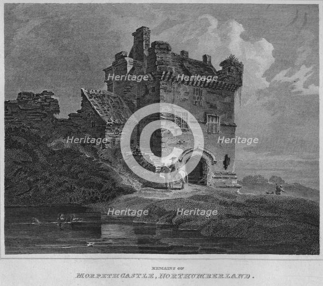 'Remains of Morpeth Castle, Northumberland', 1814. Artist: John Greig.