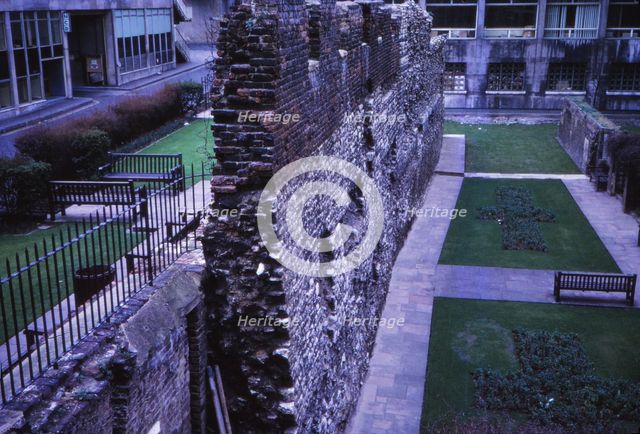 Remains of Roman Wall near Museum of London, 20th century. Artist: CM Dixon.