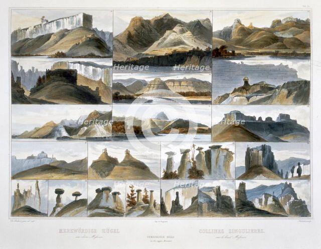 'Remarkable Hills on the Upper Missouri', 1844. Artist: Friedrich Salathe