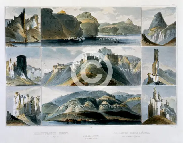 'Remarkable Hills on the Upper Missouri', 1844. Creator: Friedrich Salathe.