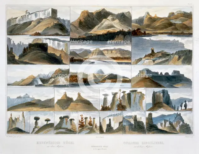 'Remarkable Hills on the Upper Missouri', 1844. Creator: Friedrich Salathe.