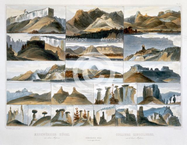 'Remarkable Hills on the Upper Missouri', 1844. Creator: Friedrich Salathe.