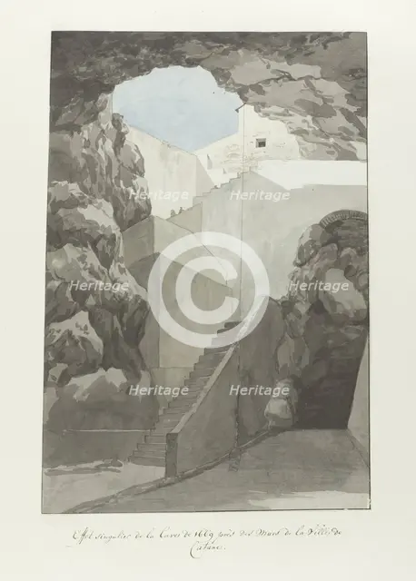 Remarkable lava rocks from 1669 at the city walls of Catania, 1778. Creator: Louis Ducros.