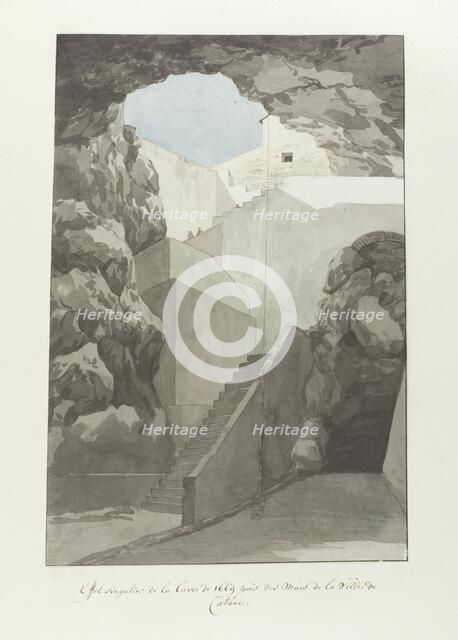 Remarkable lava rocks from 1669 at the city walls of Catania, 1778. Creator: Louis Ducros.