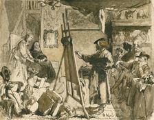 Rembrandt painting a portrait, 1860. Creator: Sir John Gilbert