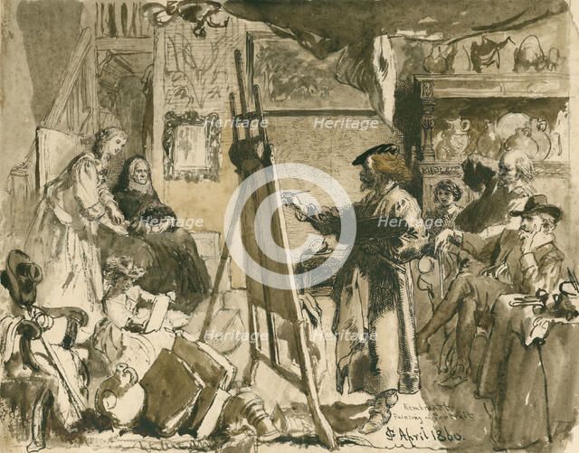 Rembrandt painting a portrait, 1860. Creator: Sir John Gilbert.