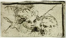 Rembrandt's Sacrifice of Isaac - Heads of Abraham and Angel, after 1655. Creator: Unknown