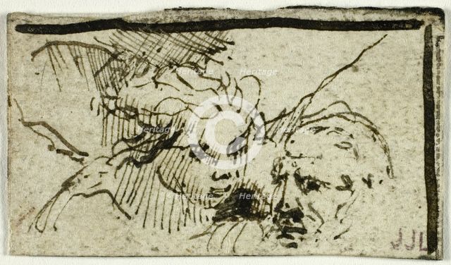 Rembrandt's Sacrifice of Isaac - Heads of Abraham and Angel, after 1655. Creator: Unknown.