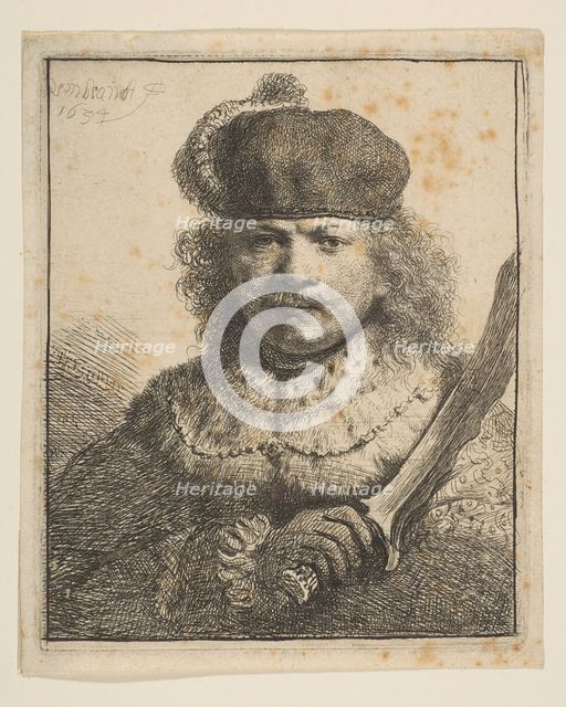 Rembrandt with Raised Sabre, 1634. Creator: Rembrandt Harmensz van Rijn.