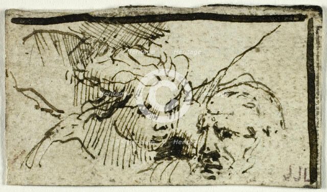 Rembrandt's Sacrifice of Isaac - Heads of Abraham and Angel, after 1655. Creator: Unknown.