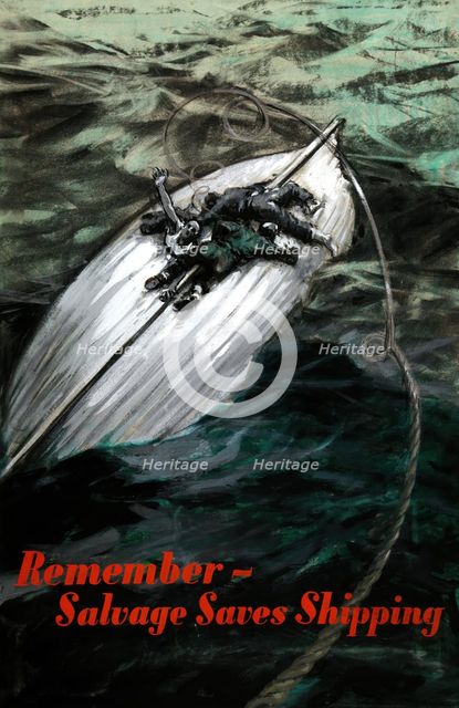 'Remember - Salvage saves Shipping', World War II poster, between 1939 and 1946. Creators: Central Office of Information, Unknown.