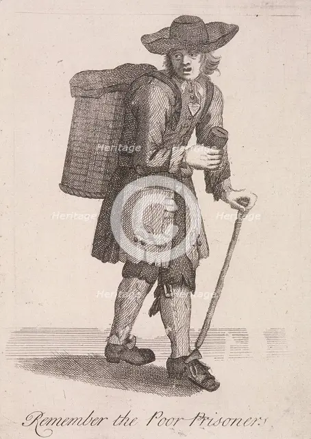 'Remember the Poor Prisoners', Cries of London, c1688. Artist: Anon