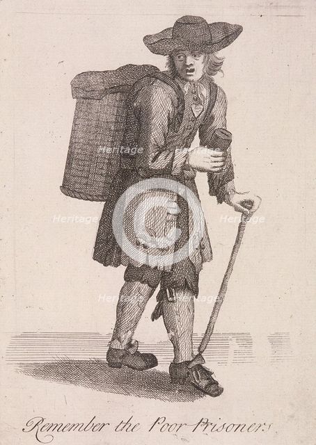 'Remember the Poor Prisoners', Cries of London, c1688. Artist: Anon