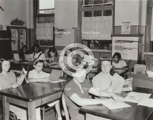 Remedial reading and arithmetic training, house on chalkboard, St Thomas School, 1941. Creator: Beckerman.