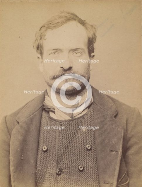 Remond. émile, Adolphe. 34 ans, né à Bagnolet (Seine). Carrier. Anarchiste. 26/2/94. , 1894. Creator: Alphonse Bertillon.