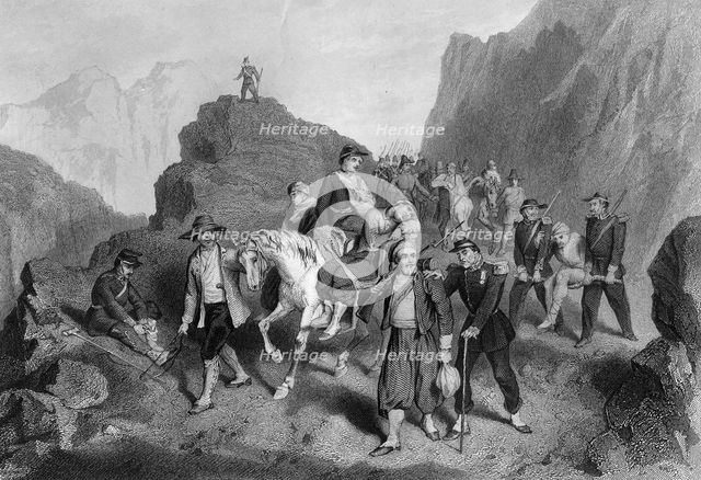 Removal of wounded soldiers from the field of battle, Crimean War, (1857). Artist: G Greatbach