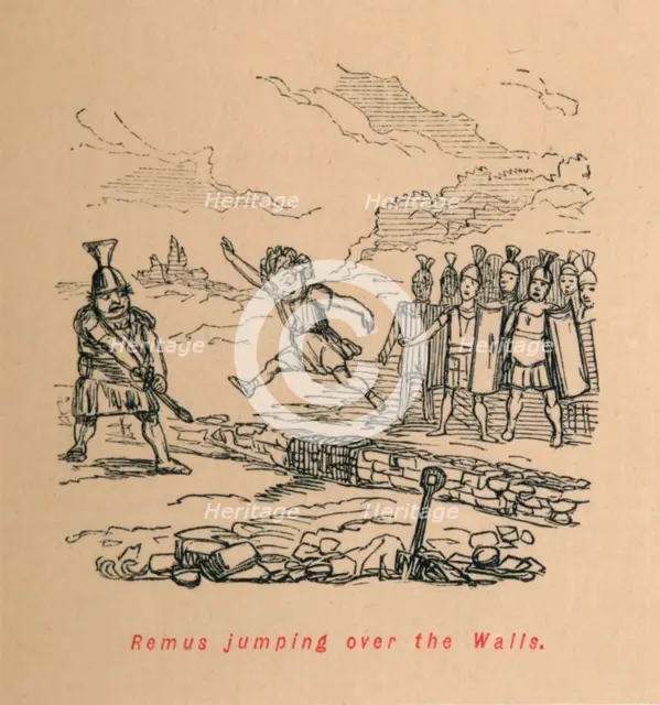 'Remus jumping over the Walls', 1852. Artist: John Leech.