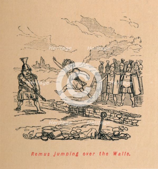 'Remus jumping over the Walls', 1852. Artist: John Leech.