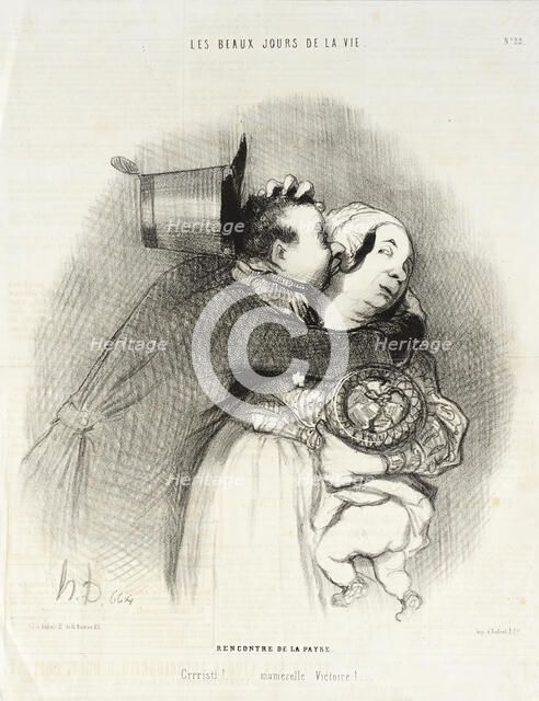 Rencontre de la payse, 1844. Creator: Honore Daumier.