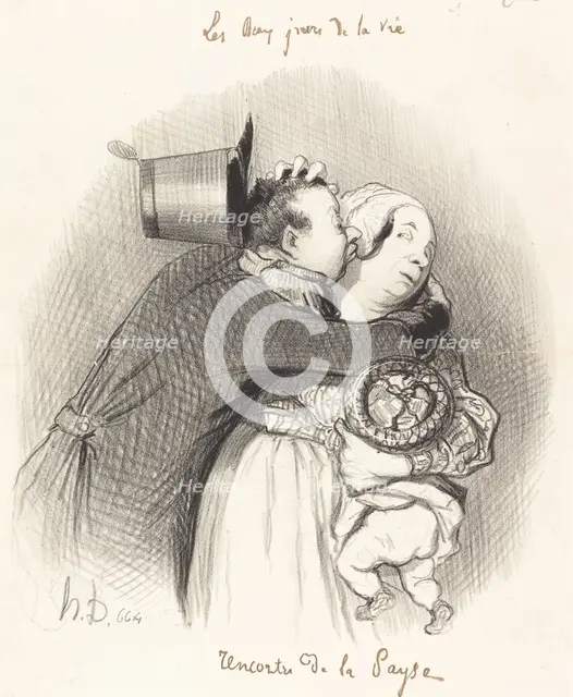 Rencontre de la payse, 1844. Creator: Honore Daumier.