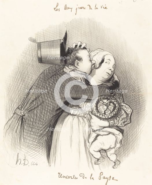 Rencontre de la payse, 1844. Creator: Honore Daumier.