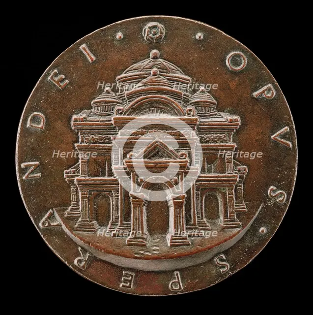 Renaissance Building with Four Cupolas [reverse], c. 1466. Creator: Sperandio Savelli.