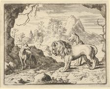 Renard Convinces the Lion and Lioness of Finding a Treasure His Father Stole from Them ..., 1650-75. Creator: Allart van Everdingen