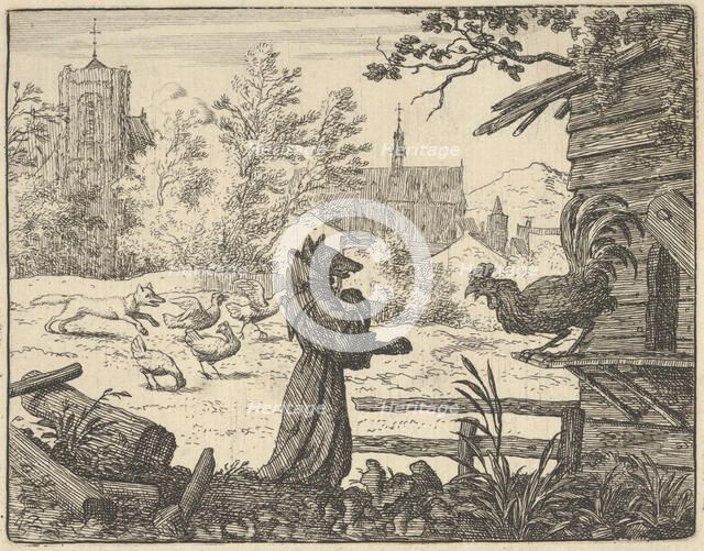 Renard, Disguised as a Monk, Gains the Confidence of the Rooster, 1650-75. Creator: Allart van Everdingen.