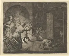 Renard Escapes with a Chicken that he Stole from a Clergyman's Table, 1650-75. Creator: Allart van Everdingen