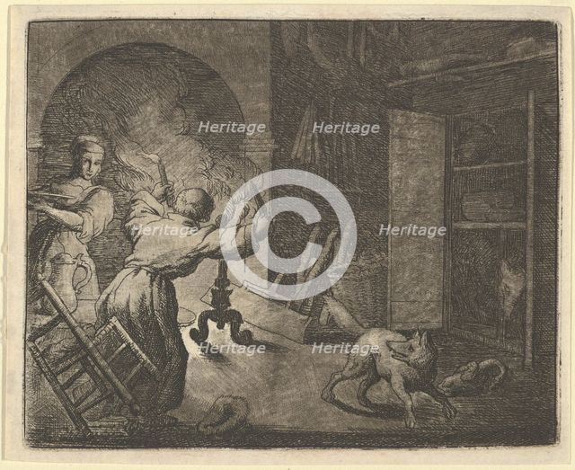 Renard Escapes with a Chicken that he Stole from a Clergyman's Table, 1650-75. Creator: Allart van Everdingen.